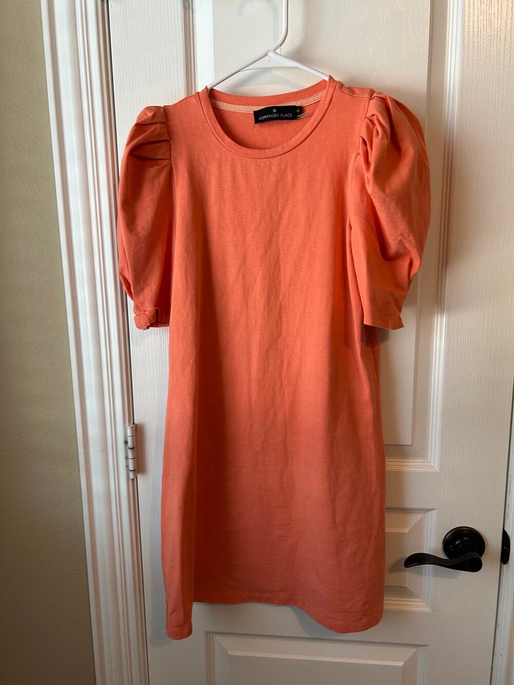 Pomander Place Orange XS Puffy Sleeve T-Shirt Dress